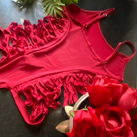 SOLD✔️Fringe Red Bodysuit - Picture 2 of 5